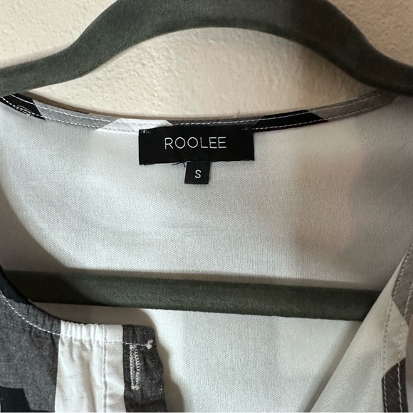 NO OFFERS ROOLEE black / white Buffalo check plaid short sleeve babydoll dress S - Picture 7 of 11